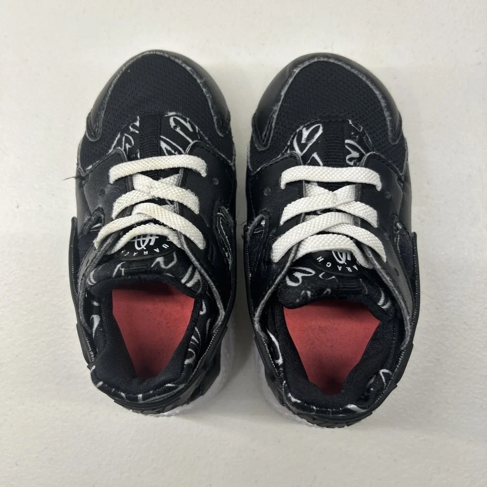 Nike Huarache Run Print Sneakers Toddler Size‎ 7C Black White 704948-004